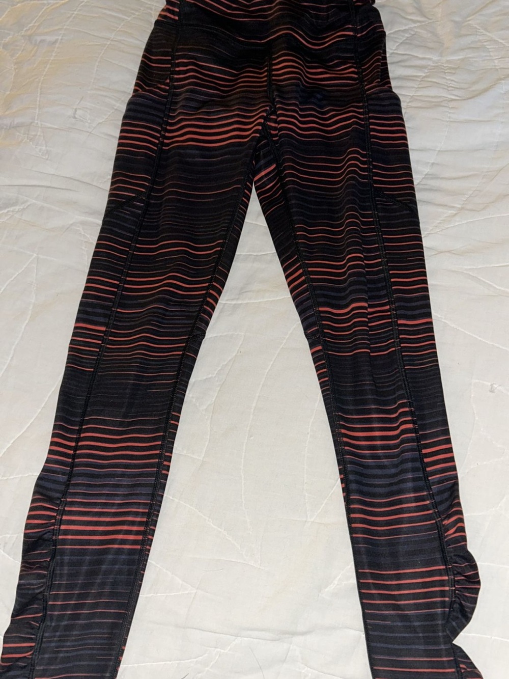 lululemon athletica Black Leggings with Red Stripe Wave